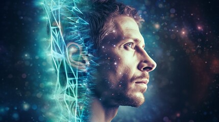Man DNA, genetic of human on virtual interface
