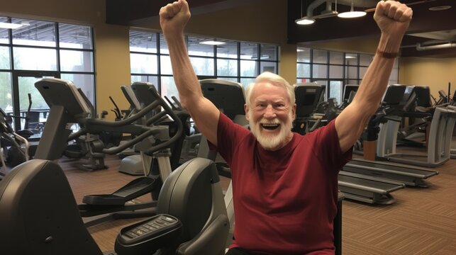 grandparent recovering from a heart attack and excersing in jym
