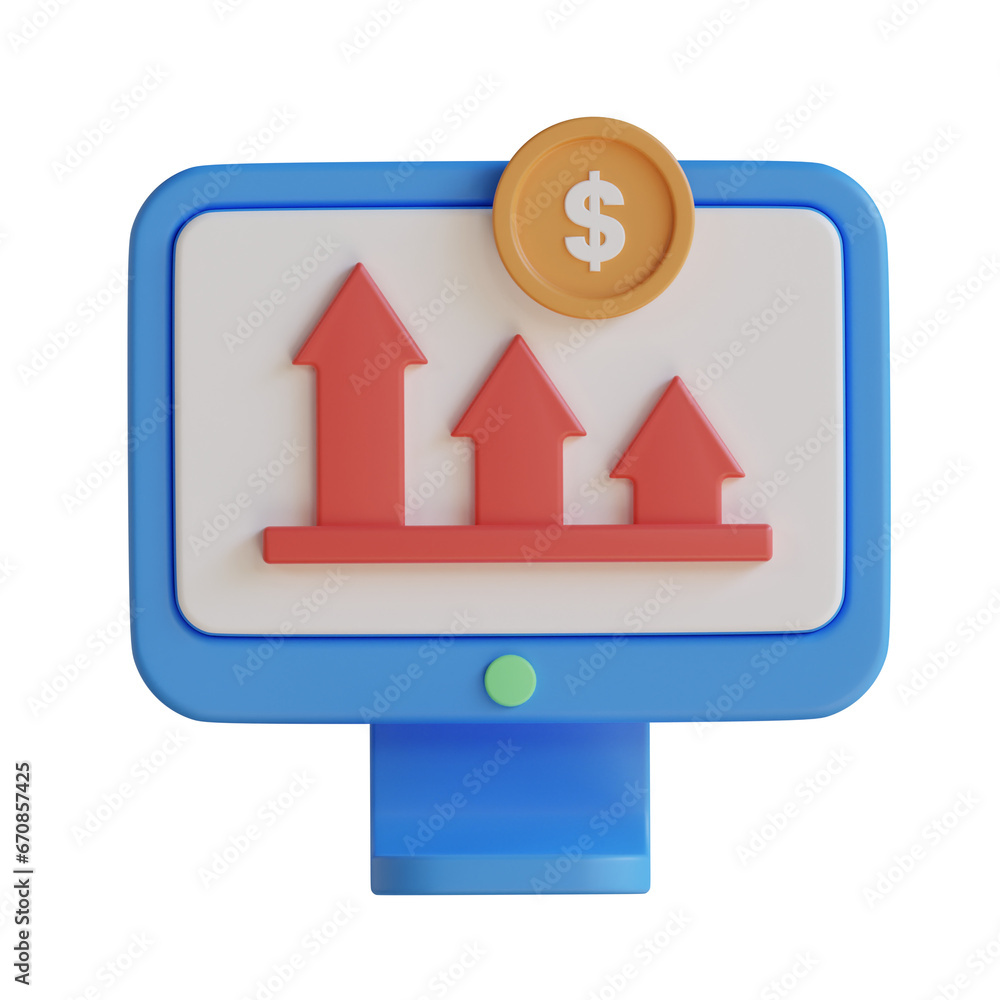 Poster blue revenue drop. summary of this month's revenue drop. 3d illustration, 3d element, 3d rendering. 