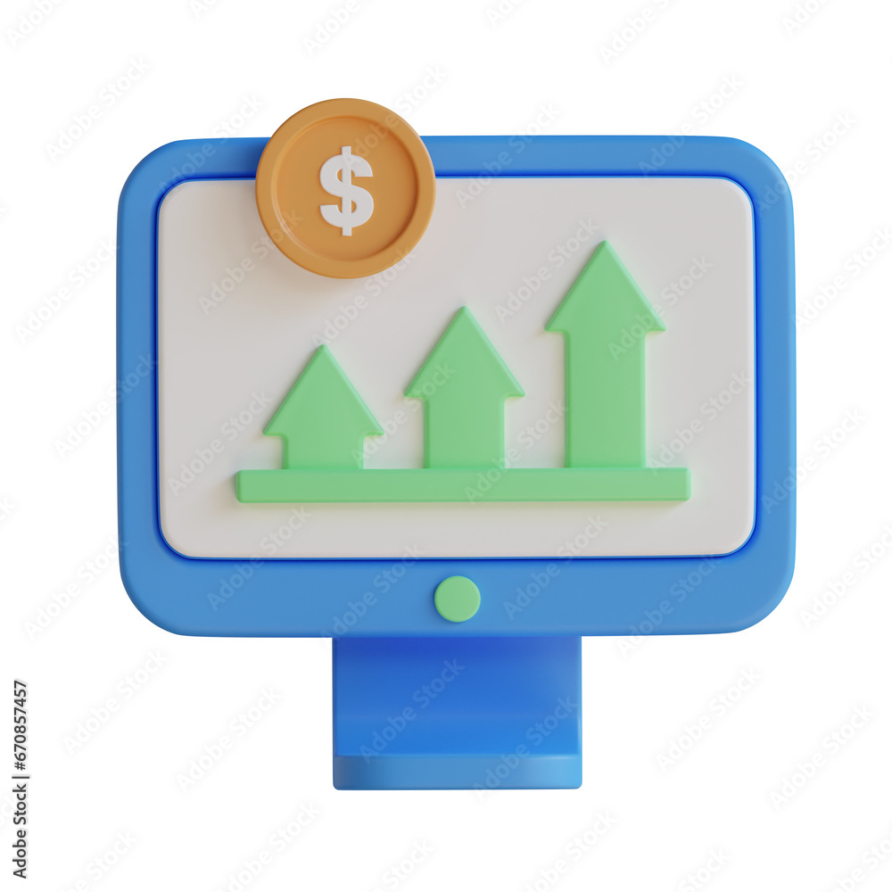 Poster blue revenue increase. summary of this month's revenue increase. 3d illustration, 3d element, 3d ren