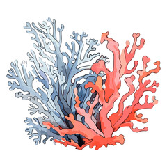 underwater life sticker coral reef, Composition of marine plants.
