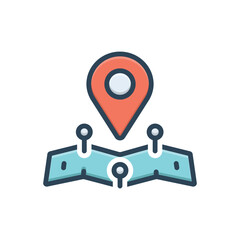 Color illustration icon for location