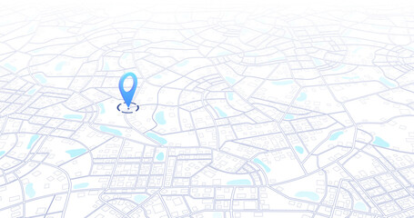 Destinations. Gps tracking map. Track navigation pins on street maps, navigate mapping technology and locate position pin. Futuristic travel gps map or location navigator vector illustration - obrazy, fototapety, plakaty