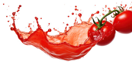 Tomato sauce splashing on the transparent background