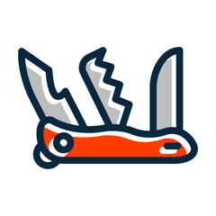 Swiss Knife Vector Thick Line Filled Dark Colors - obrazy, fototapety, plakaty