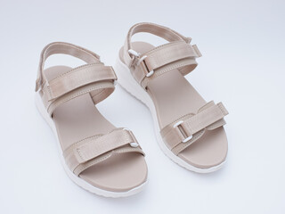 Women's brown slingback Sport Sandals isolated on white