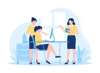 People are learning together concept flat illustration