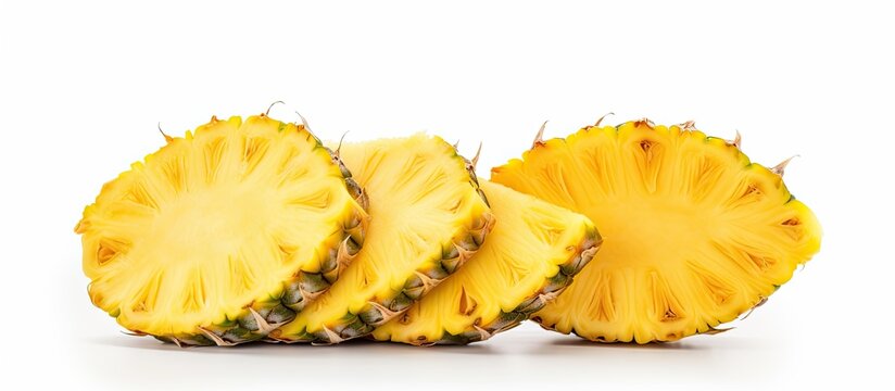 Isolated white background image of pineapple slice