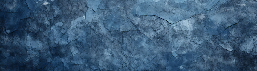 Dark blue abstract stone concrete paper texture background banner panorama with vignette - obrazy, fototapety, plakaty