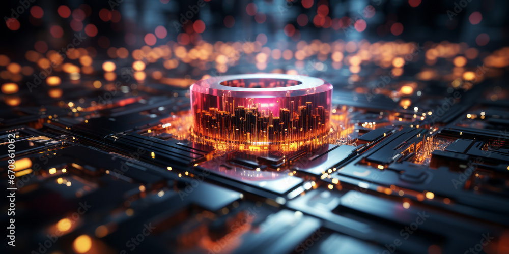 Poster closeup background of motherboard. circuit cpu microchip digital. ai generative illustration