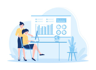 Fototapeta premium People analyze growth charts concept flat illustration