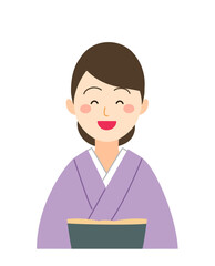 着物を着た女性の笑顔の表情
