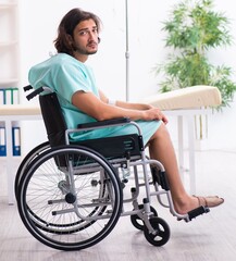 Young male patient in blood transfusion concept