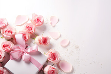 Obraz na płótnie Canvas Pink letter and gift box in Valentine day.