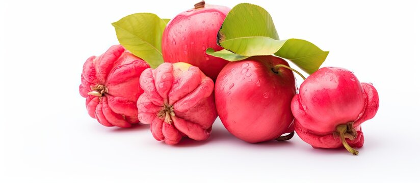 Exotic rose apple fruit on white background