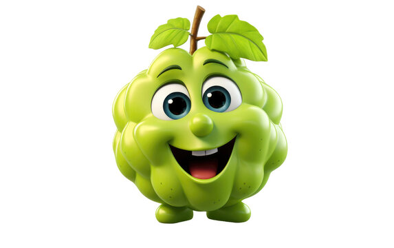 Juicy Gooseberry with Cute Smiling Face 3D Character Isolated on Transparent Background PNG.