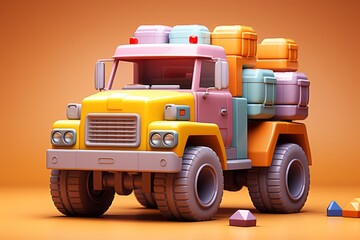 Pastel gray toy dump truck, fostering imaginative construction play with calming colors, Generative AI 