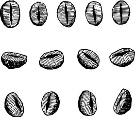 レトロなコーヒー豆のイラストセット