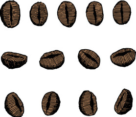 レトロなコーヒー豆のイラストセット