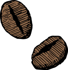 レトロなコーヒー豆のイラストセット