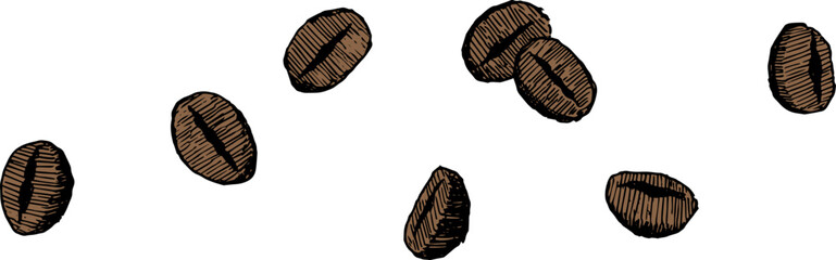 レトロなコーヒー豆のイラストセット