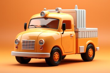 Pastel orange toy tow truck, inspiring rescue and assistance stories in vibrant pastels, Generative AI