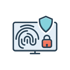 Color illustration icon for security