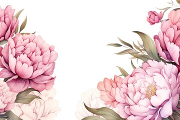 Peony flowers watercolor background with white space. watercolor illustration