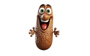 Laughing Brown Tamarind 3D Cartoon Isolated on Transparent Background PNG.
