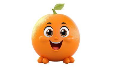 Beautiful Orange Tangerine 3D Cartoon Isolated on Transparent Background PNG.