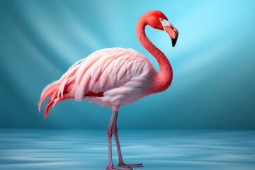 Pastel flamingo with its head held high, radiating confidence and poise in soothing colors, Generative AI