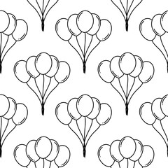 seamless pattern outline balloons on white background