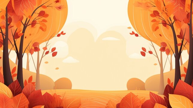 Flat design of natural autumn landscape isolated background. AI generated image