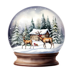 watercolor musical snow globe ,christmas decoraction, watercolor illustrations