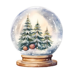 watercolor musical snow globe ,christmas decoraction, watercolor illustrations