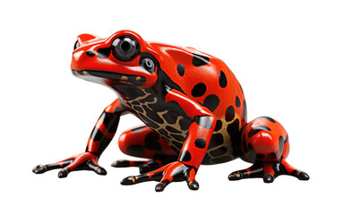 Amazing Shiny Red Poison Dart Frog3D Cartoon Isolated on Transparent Background PNG.