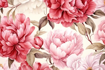 Beautiful peony flowers background in watercolor style