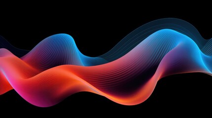 Abstract wave pattern with various shades of color on black background.