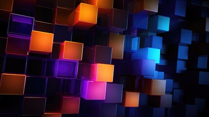 Abstract composition of colorful cubes in the shape of squares background.