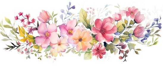 Illustration of flowers resembling watercolors on a background that is white