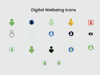 Digital Wellbeing Icons Different Variations