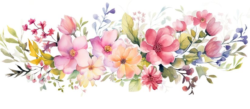 Illustration of flowers resembling watercolors on a background that is white