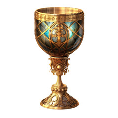 antique golden cup isolated on white or transparent background - obrazy, fototapety, plakaty