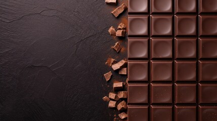 Chocolate. copyspace and top view for background.