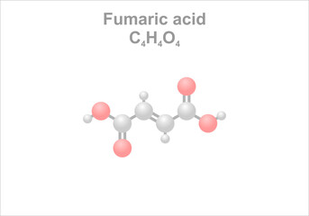 Simplified scheme of the fumaric acid molecule. Use as food preservative and acidulant.