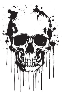 teschio bianco e nero , moto , acquerello 01