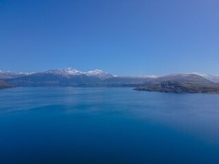 Drone view of Lake Wakatipu in New Zealand_뉴질랜드 퀸즈타운 와카티푸 호수 드론뷰