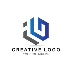 ig letter polygon shape logo design icon