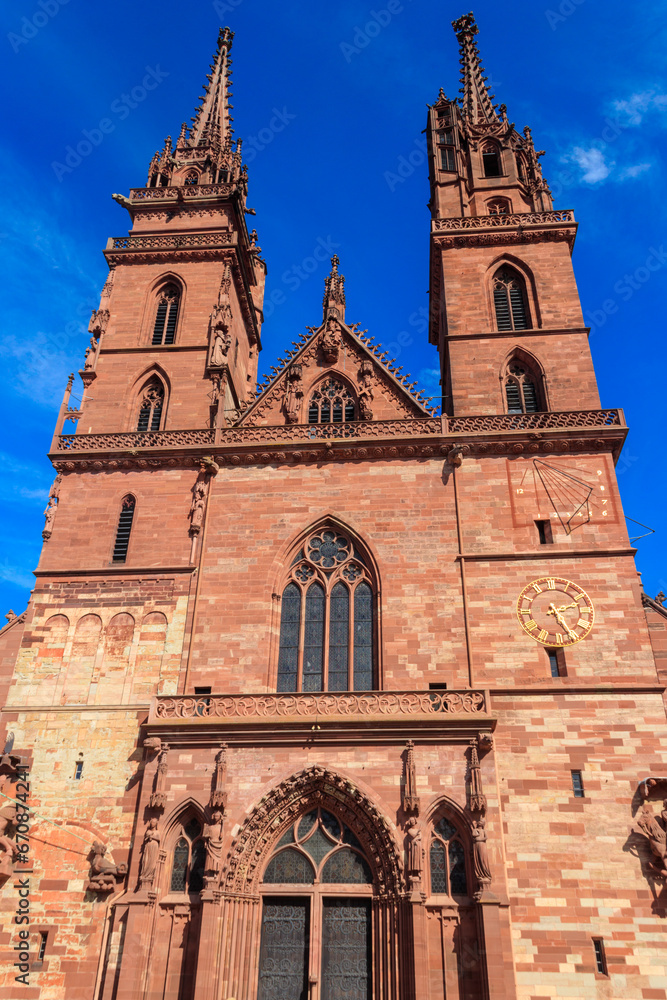 Poster Facade of Basel Minster cathedral in Switzerland