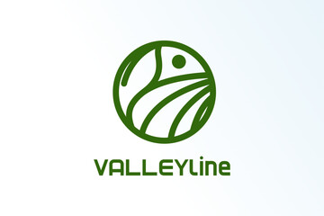 circle line leaf garden plantation minimalist elegant modern logo vector